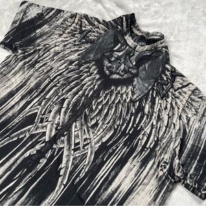 VTG Decoded Grunge Tee Mens XL Y2K All Over Print S/S T Shirt Black Affliction